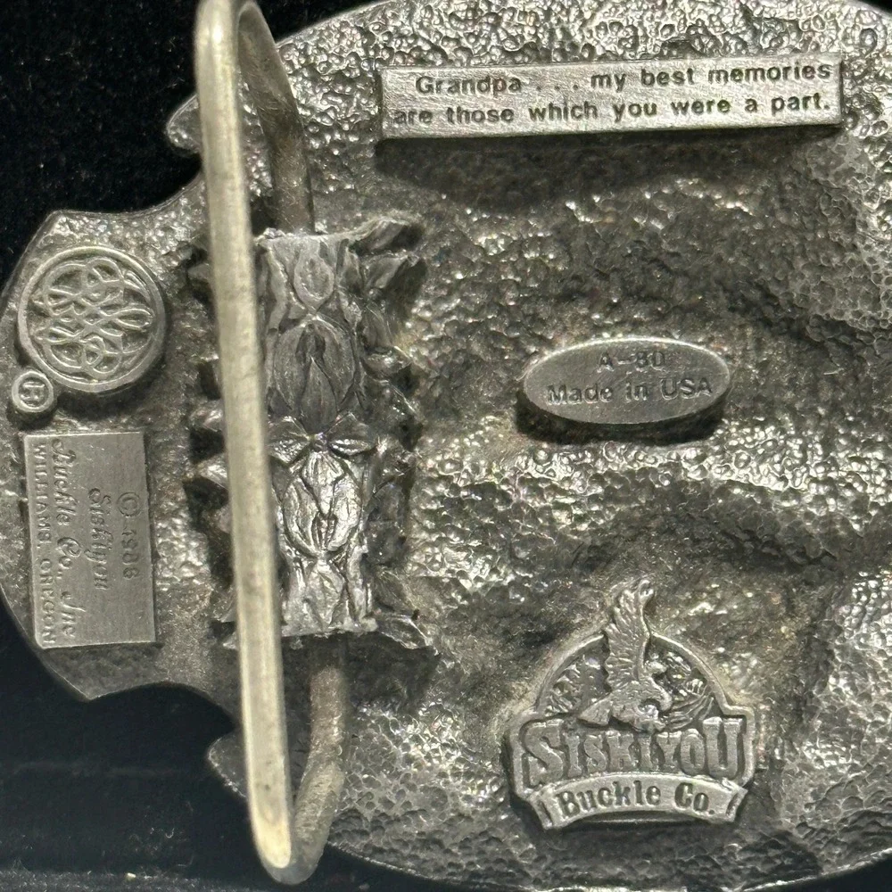 Vintage 1988 Siskiyou Grandpa Memories Western Gift Belt Buckle A-80 USA Made